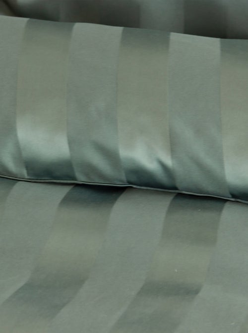 Set di biancheria da letto 3 pezzi in raso a righe sottili, copertina + federe - Kiabi