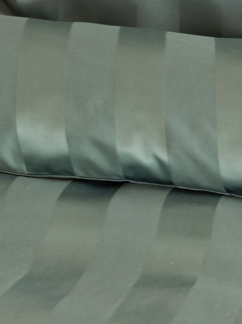 Set di biancheria da letto 3 pezzi in raso a righe sottili, copertina + federe Verde - Kiabi