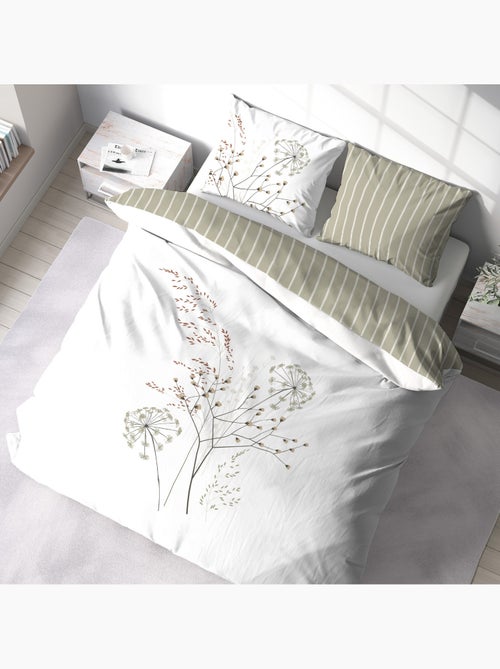 Set di biancheria da letto a 3 pezzi con fiori a righe rovesciate - Kiabi Set di biancheria da letto a 3 pezzi con fiori a righe rovesciate - Kiabi