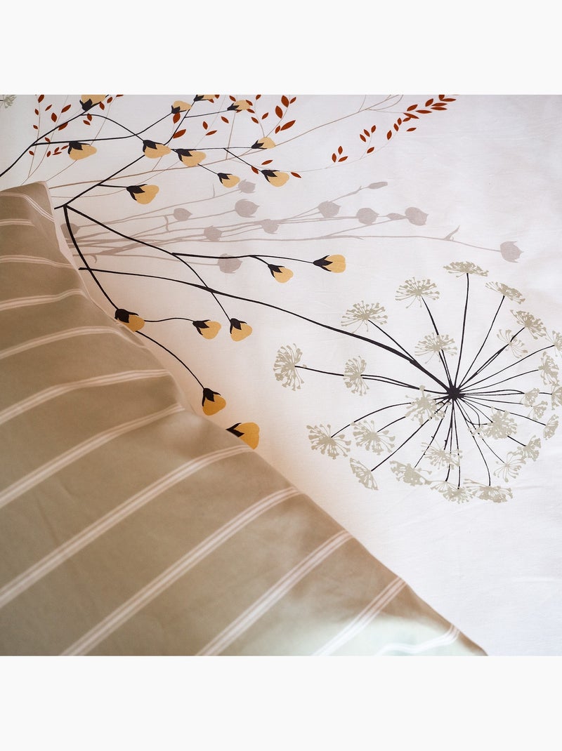 Set di biancheria da letto a 3 pezzi con fiori a righe rovesciate Bianco - Kiabi
