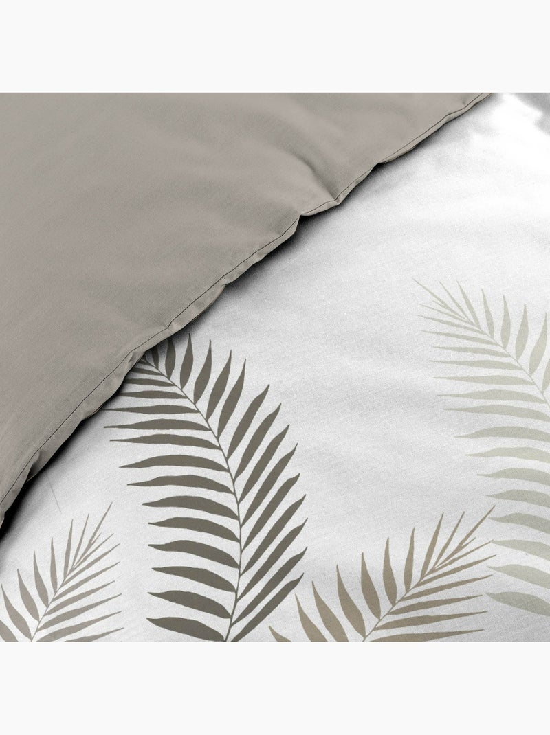 Set di biancheria da letto a 3 pezzi con motivo a fogliame, copertina e federe Beige grigio - Kiabi