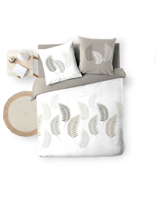 Set di biancheria da letto a 3 pezzi con motivo a fogliame, copertina e federe - Kiabi