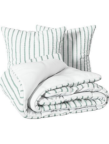 Set di biancheria da letto a righe 240x220cm verde celeste e bianco