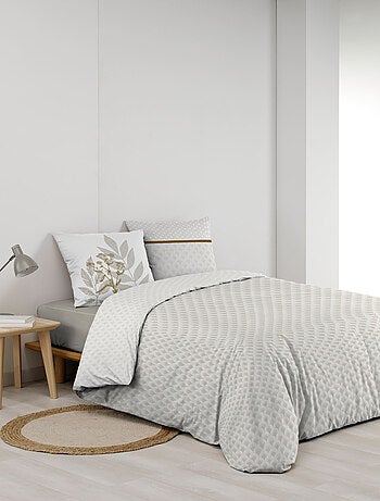 Set di biancheria da letto double-face in cotone stampato con motivo a fogliame