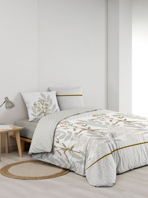 Set di biancheria da letto double-face in cotone stampato con motivo a fogliame - Kiabi