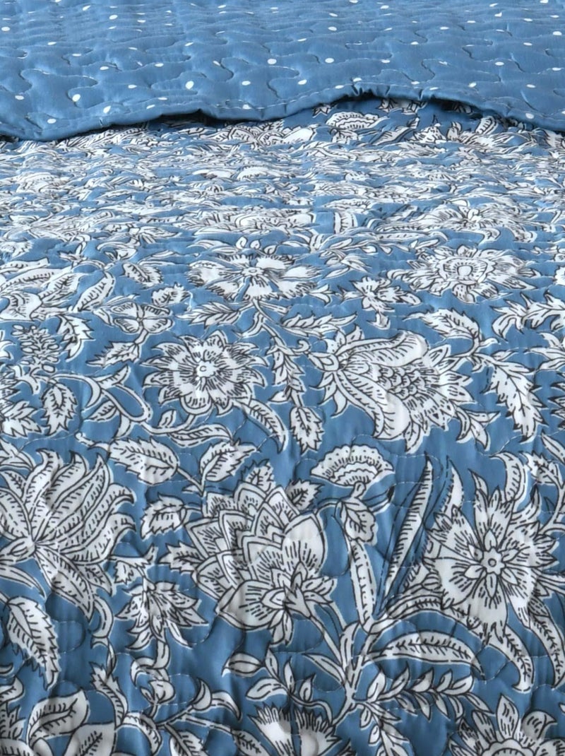 Set di biancheria da letto e federa reversibile in stile floreale Blu - Kiabi
