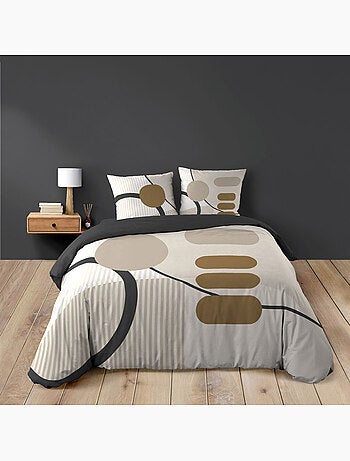 Set di biancheria da letto geometrica in cotone stampato su due lati
