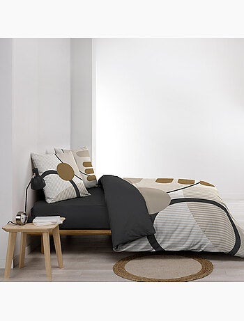 Set di biancheria da letto geometrica in cotone stampato su due lati