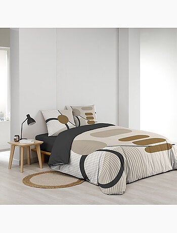 Set di biancheria da letto geometrica in cotone stampato su due lati