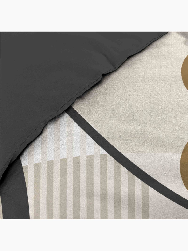 Set di biancheria da letto geometrica in cotone stampato su due lati Beige grigio - Kiabi