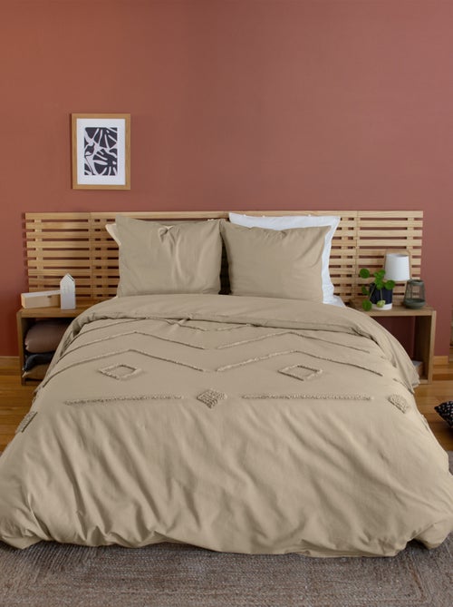 Set di biancheria da letto geometrico in cotone lavato e trapuntato - Kiabi Set di biancheria da letto geometrico in cotone lavato e trapuntato - Kiabi