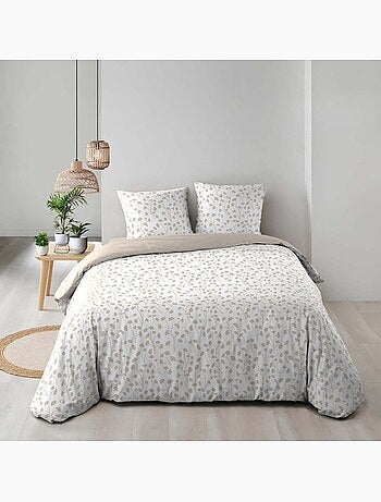 Set di biancheria da letto in cotone 3 pezzi con disegno di piccole foglie + federe