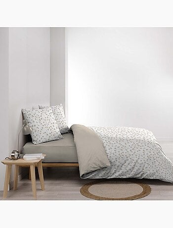 Set di biancheria da letto in cotone 3 pezzi con disegno di piccole foglie + federe