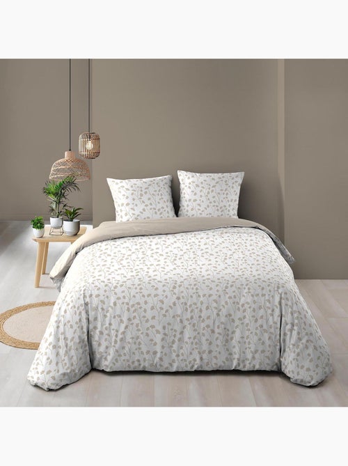 Set di biancheria da letto in cotone 3 pezzi con disegno di piccole foglie + federe - Kiabi