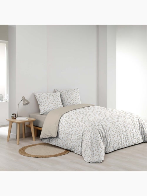 Set di biancheria da letto in cotone 3 pezzi con disegno di piccole foglie + federe - Kiabi