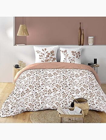 Set di biancheria da letto in cotone 3 pezzi con fodera con motivo a fogliame + federe
