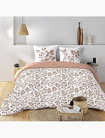 Set di biancheria da letto in cotone 3 pezzi con fodera con motivo a fogliame + federe