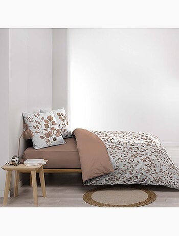 Set di biancheria da letto in cotone 3 pezzi con fodera con motivo a fogliame + federe