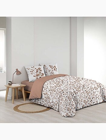 Set di biancheria da letto in cotone 3 pezzi con fodera con motivo a fogliame + federe