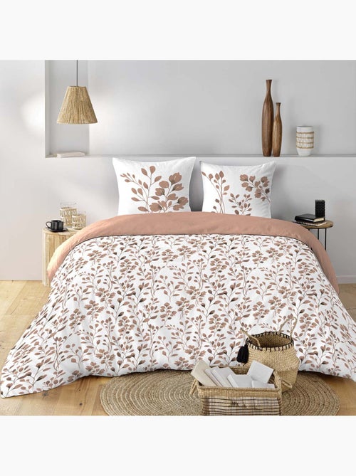 Set di biancheria da letto in cotone 3 pezzi con fodera con motivo a fogliame + federe - Kiabi