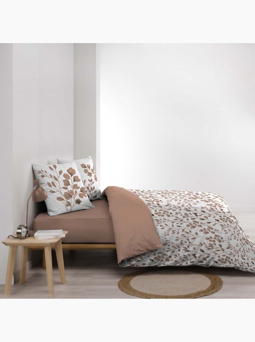 Set di biancheria da letto in cotone 3 pezzi con fodera con motivo a fogliame + federe - Kiabi