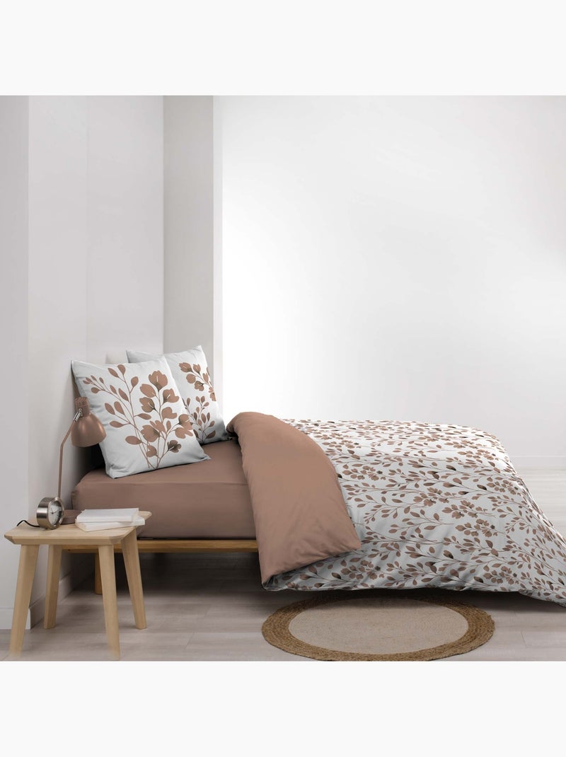 Set di biancheria da letto in cotone 3 pezzi con fodera con motivo a fogliame + federe Rosa - Kiabi