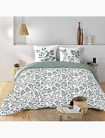 Set di biancheria da letto in cotone 3 pezzi con fodera con motivo a fogliame + federe