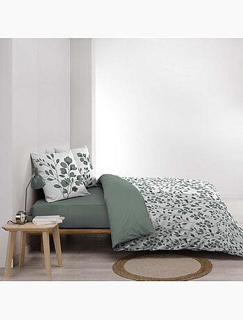 Set di biancheria da letto in cotone 3 pezzi con fodera con motivo a fogliame + federe