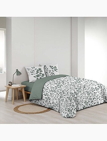 Set di biancheria da letto in cotone 3 pezzi con fodera con motivo a fogliame + federe
