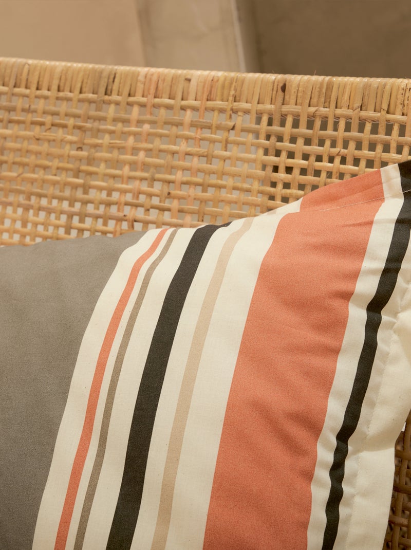 Set di biancheria da letto in cotone a righe bayadère con federa per cuscino Arancione corallo - Kiabi