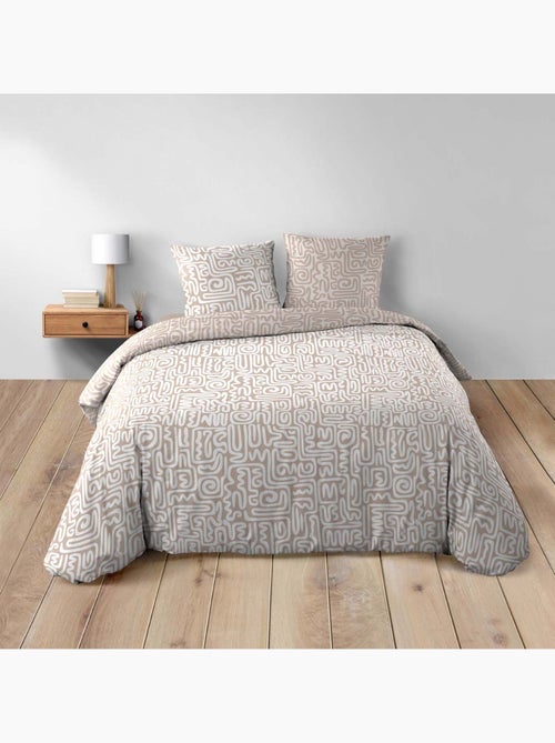 Set di biancheria da letto in cotone geometrico 3 pezzi, copertina e federe - Kiabi