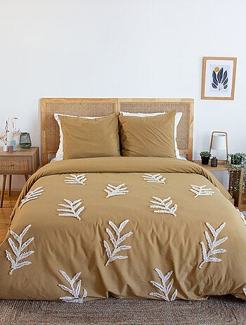 Set di biancheria da letto in cotone lavato a foglie intrecciate