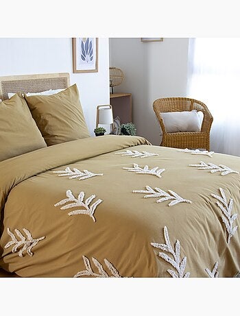 Set di biancheria da letto in cotone lavato a foglie intrecciate