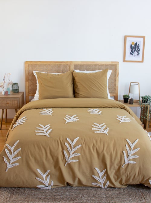 Set di biancheria da letto in cotone lavato a foglie intrecciate - Kiabi Set di biancheria da letto in cotone lavato a foglie intrecciate - Kiabi