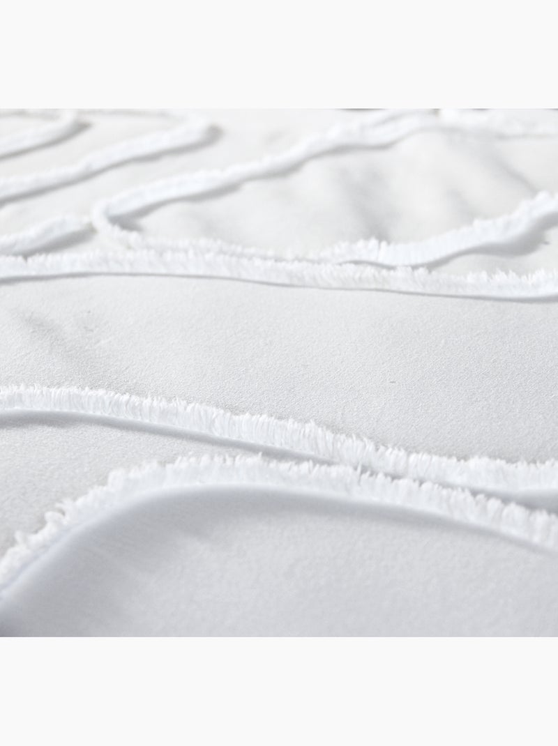 Set di biancheria da letto in cotone lavato con motivo geometrico astratto Bianco - Kiabi