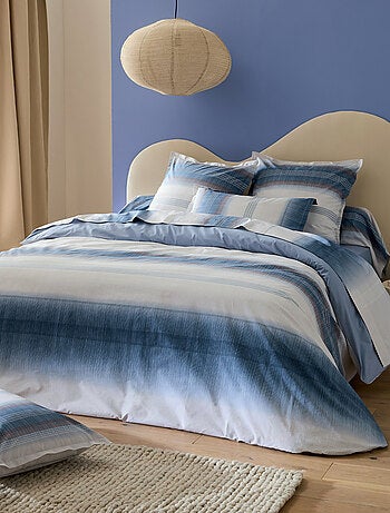Set di biancheria da letto in cotone percalle a righe, lenzuola + federe