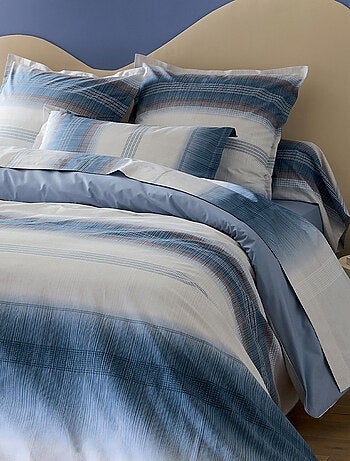 Set di biancheria da letto in cotone percalle a righe, lenzuola + federe