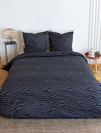 Set di biancheria da letto in cotone zebrato 3 pezzi, copertina e federe