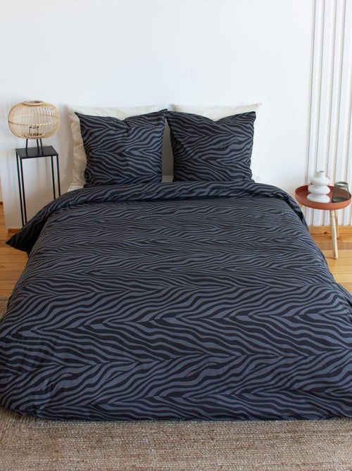 Set di biancheria da letto in cotone zebrato 3 pezzi, copertina e federe - Kiabi