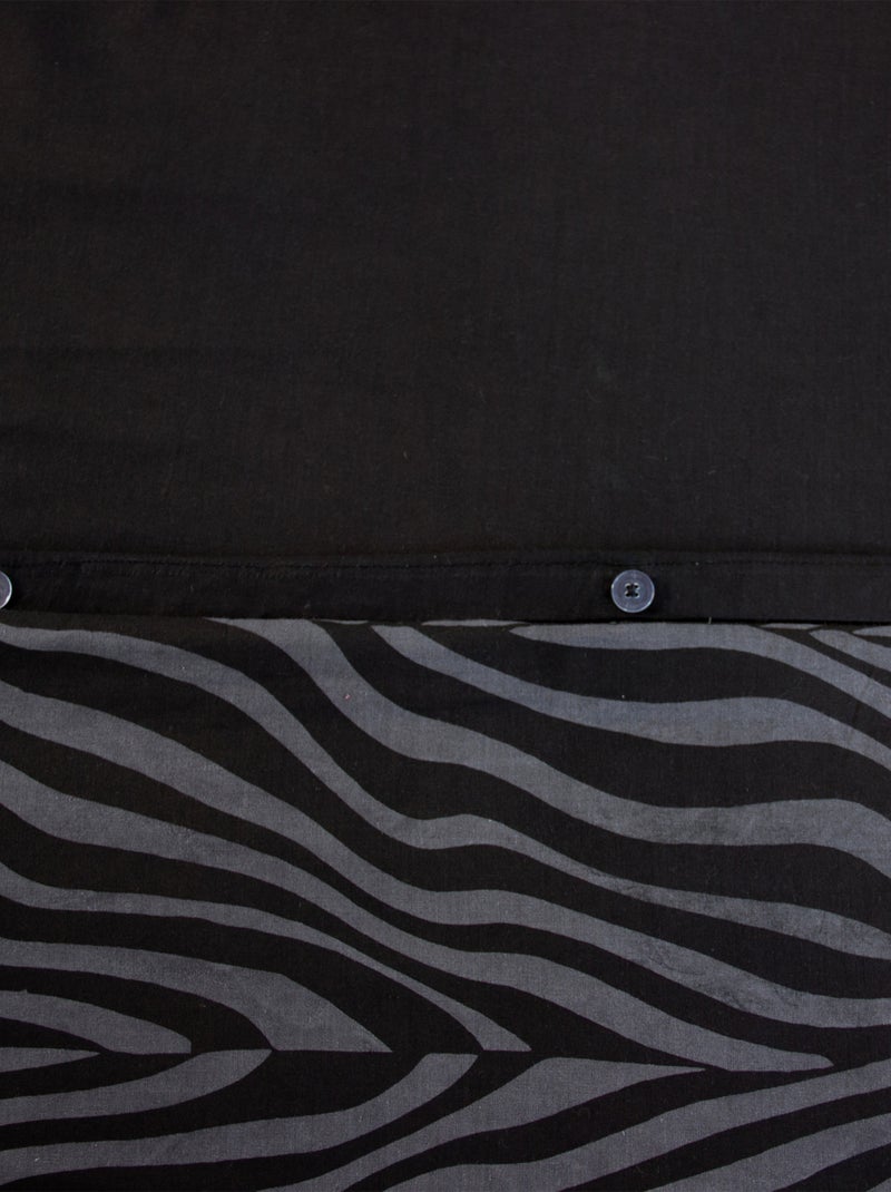 Set di biancheria da letto in cotone zebrato 3 pezzi, copertina e federe Nero - Kiabi