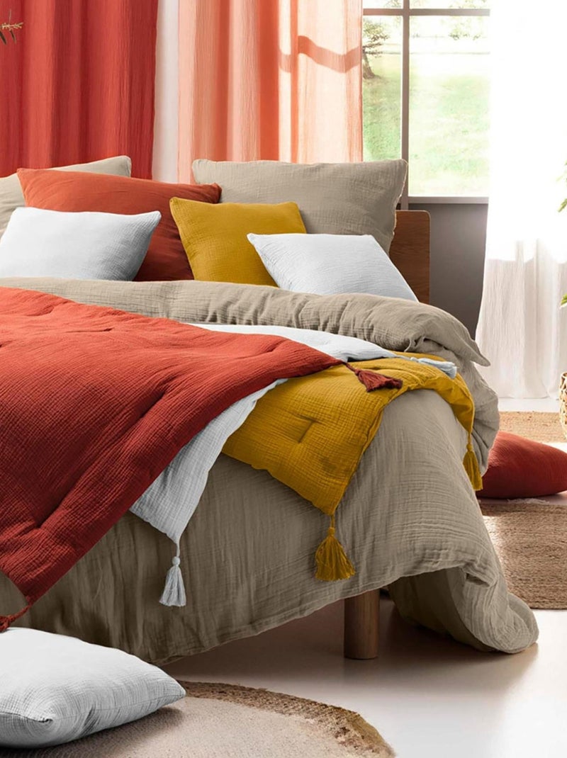 Set di biancheria da letto in garza di cotone Beige sabbia - Kiabi