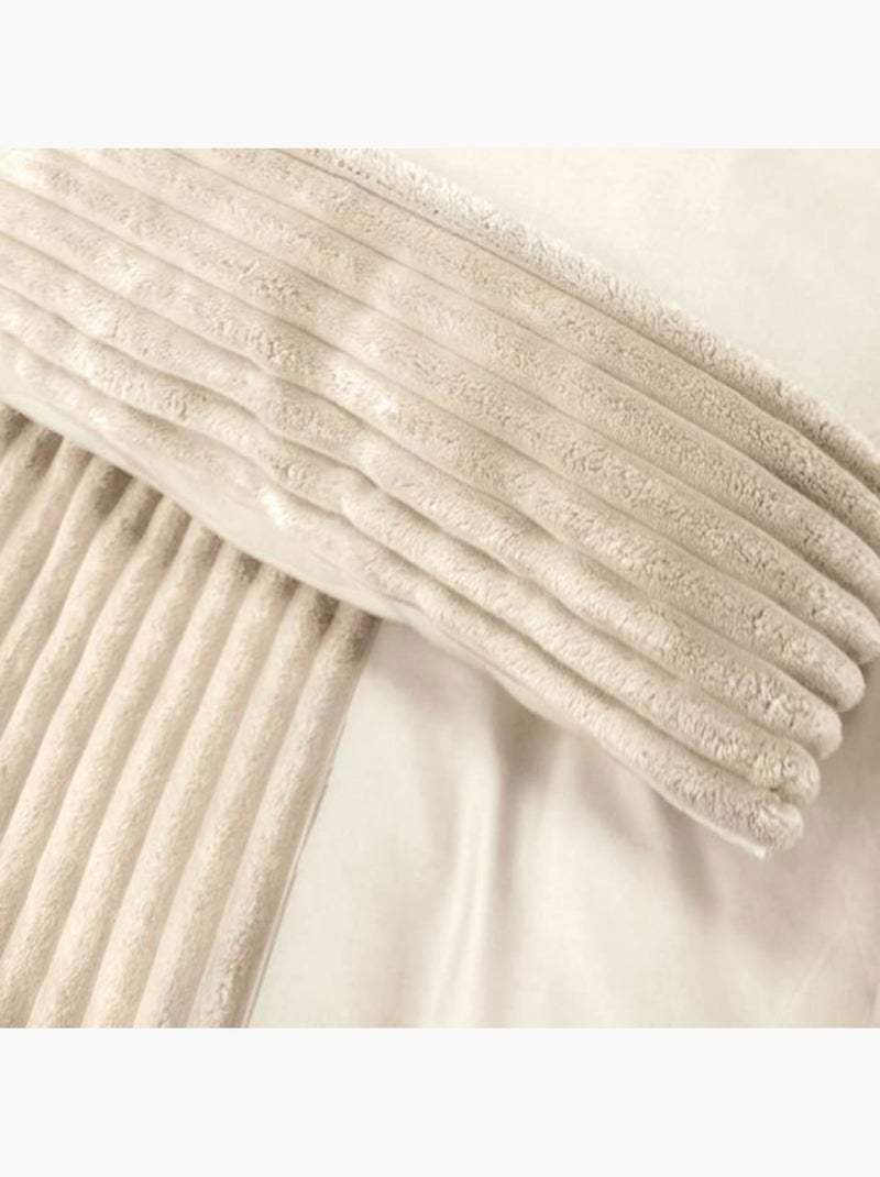 Set di biancheria da letto in velluto a coste 3 pezzi + federe Crema - Kiabi