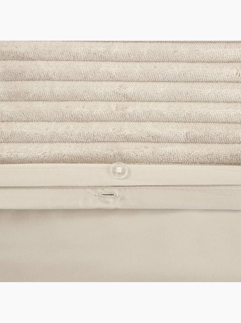 Set di biancheria da letto in velluto a coste 3 pezzi + federe Crema - Kiabi