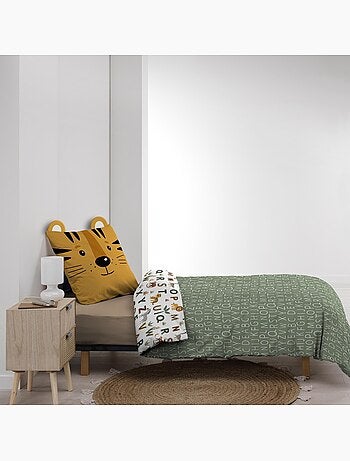 Set di biancheria da letto per bambini in cotone reversibile con alfabeto e motivi di animali