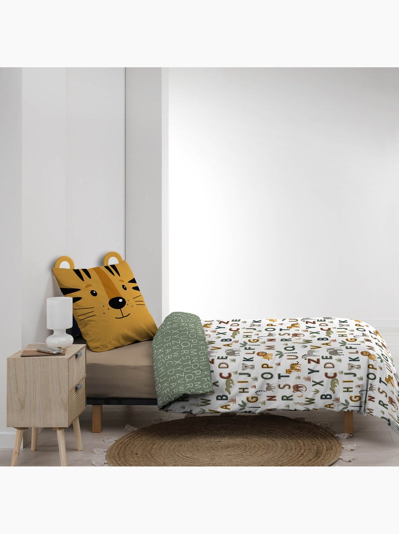 Set di biancheria da letto per bambini in cotone reversibile con alfabeto e motivi di animali Giallo - Kiabi