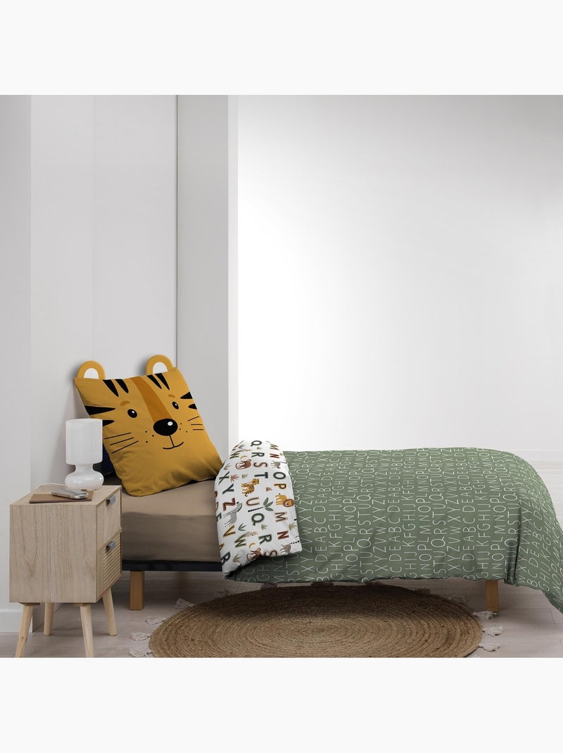 Set di biancheria da letto per bambini in cotone reversibile con alfabeto e motivi di animali Giallo - Kiabi