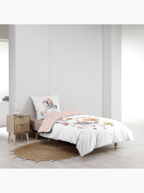Set di biancheria da letto per bambini in cotone reversibile con motivi di principesse e unicorni - Kiabi
