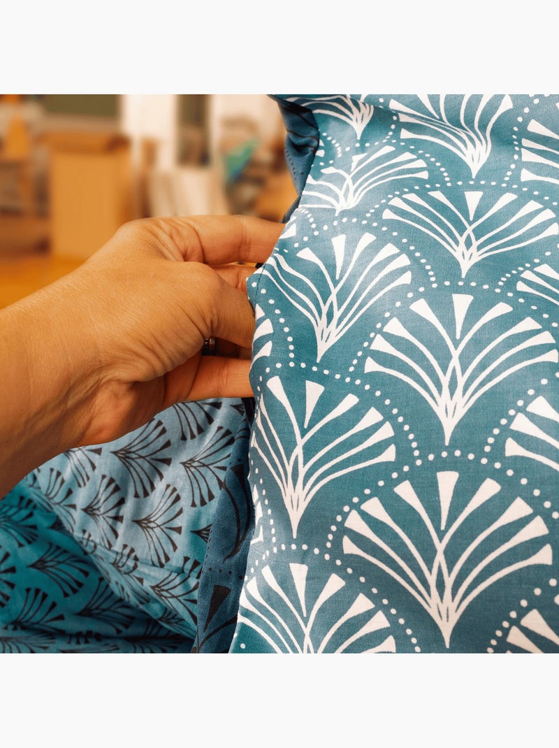 Set di biancheria da letto reversibile geometrico a 3 pezzi Blu - Kiabi