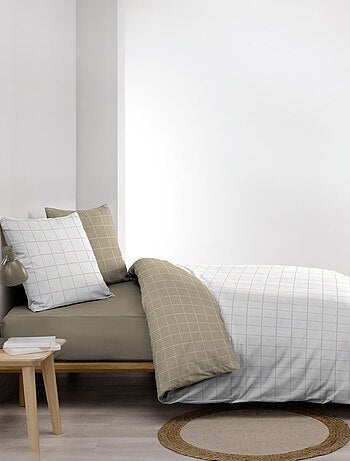 Set di biancheria da letto reversibile in cotone a quadri