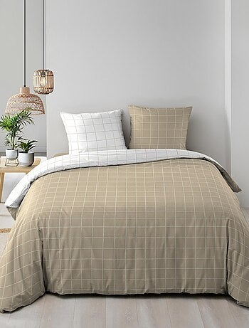 Set di biancheria da letto reversibile in cotone a quadri